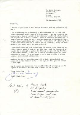1983 Letter J Ivey to St Stithians