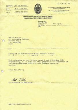 19811204 Transvaal Education Department letter to Mark Henning re refusal [compliant]
