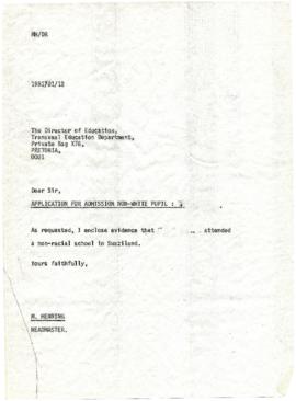 19810112 Mark Henning letter to Transvaal Education Department [compliant]