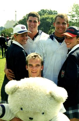 2000 BC Rugby 1st XV group with GC supporters and Teddy 002