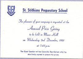 1981 BP Invitation to Annual Prize Giving