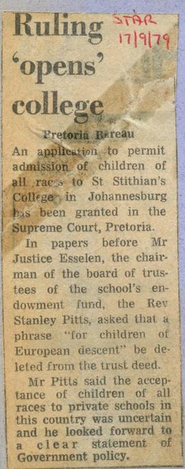 1979 BC NC Ruling 'opens' college. The Star 17 Sept 1979