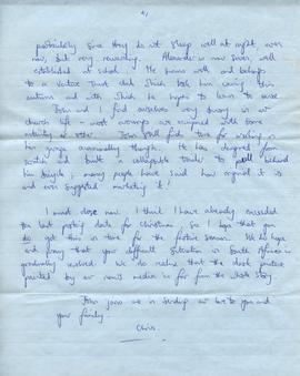 1985 Chris Birkett letter to Mary Thornton 4th December 1985, page 4