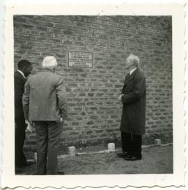 1935c Leake admires the Foundation Stone that he laid