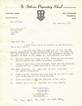 1978 Walter Macfarlane letter to Parent 1 [compliant]