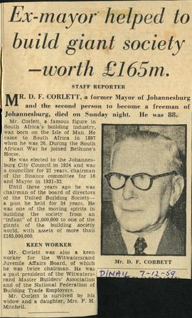 1959 HA 082 DF Corlett obituary Ex Mayor RDM NC