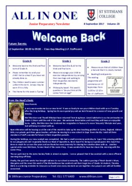 Junior Prep newsletters "The All in One" 2017 Term 3