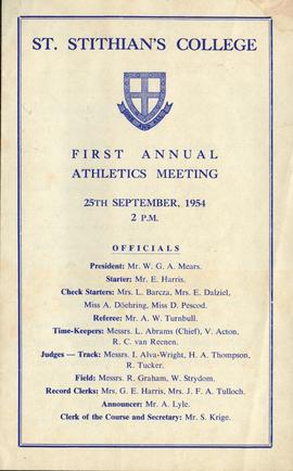 1954 HA 034 BC First athletics meeting programme 001 cover