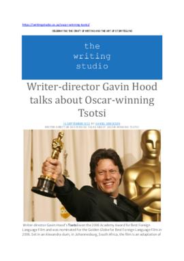 2006 Gavin Hood wins Oscar for Tsotsi