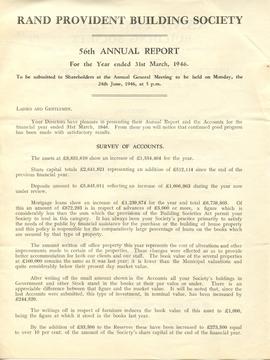 Rand Provident Building Society. 56th Annual Report, 1946, page 2