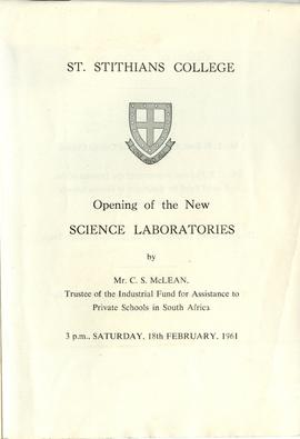 1961 HA 092a Opening of Science block programme 001 cover
