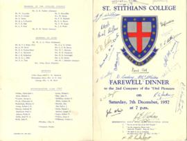1957 BC Matric Dinner: "Farewell dinner to the Second Company of the '53rd Pioneers" dinner, 7th December 1957