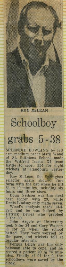 1970 BC NC Schoolboy grabs 5 for 38. 19th November 1970.