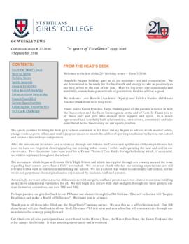 Girls' College newsletters "GC Weekly News" and "The Seriti" 2016 Term 3