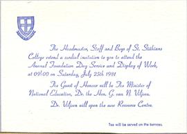 1981 BC Founders' Day invitation