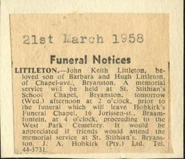1958 HA 068c Funeral notice Littleton NC