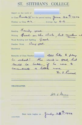 1954 Grade 2 School report [anon]