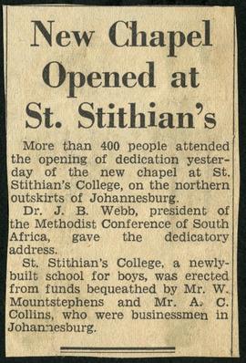 1954 HA 030 New Chapel opened TBI