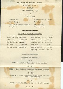 1954 HA 028 BC Drama Dial 999 programme full page