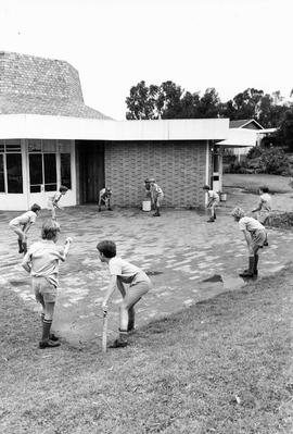 1974 BP Grades block exterior with cricket players NIS