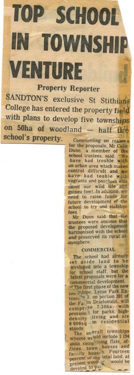 1973 BC NC Top school in township venture. The Star 2nd August 1973