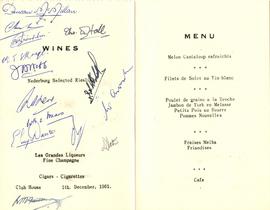 1961 Parents' Association dinner [menu]