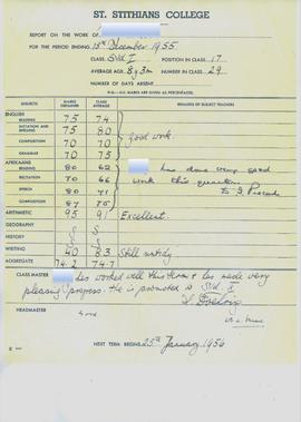 1955 Standard I School report [anon]