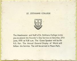 1970 BC Founders' Day invitation