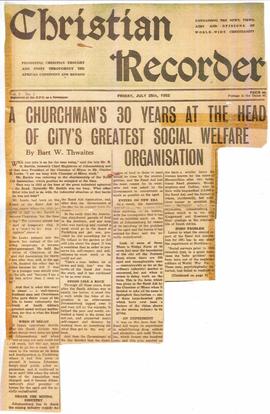Churchman's 30 years at the head of city's greatest social welfare organisation [NC] Christian Re...