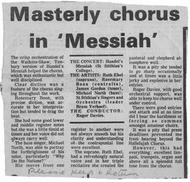1976 BC St Stithians Singers review: Masterly Chorus in 'Messiah' NC October 1975