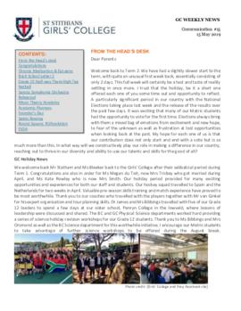 Girls' College newsletters "GC Weekly News" and "The Seriti" 2019 Term 2