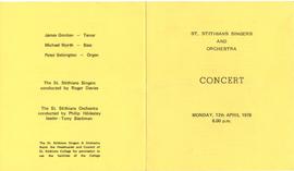 1976 St Stithians Singers and Orchestra Concert. Monday 12th April 1976 [programme 001 covers]