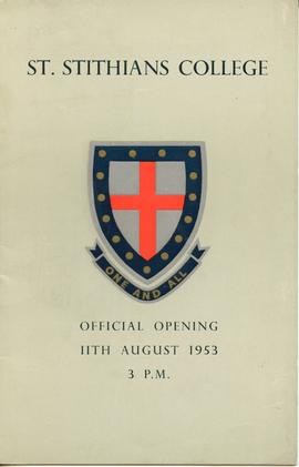 1953 St Stithians College, Johannesburg. Official Opening of the College and Laying of the Foundation Stone of the Chapel [guests' programme] cover