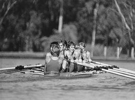 1981 BC Rowing 1st VIII on the water ST p065