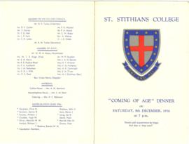 1956 BC Matric Dinner: "Coming of Age" dinner, 8th December 1956