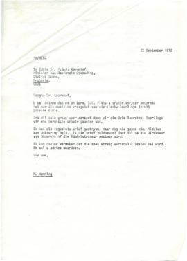 19780922 Mark Henning letter to Dr P G J Koornhof