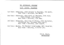 St Stithians College 1957 School Calendar