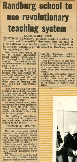 1972 BP NC Express Randburg School to use revolutionary teaching