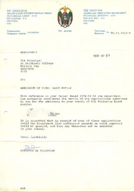 19780331 Transvaal Education Department letter to Mark Henning [compliant]
