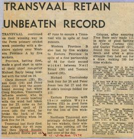 1978 BP NC Transvaal retain unbeaten record [undated]