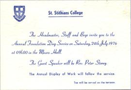1976 BC Founders' Day invitation