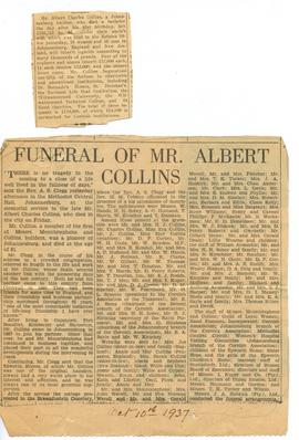 1937 Funeral of Mr. Albert Collins [NC 10th October 1937]