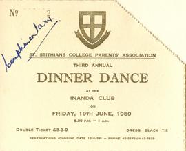 1959 HA 080c PA Third Dinner Dance ticket