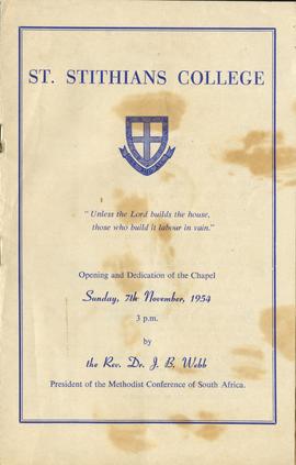 1954 HA 031 Chapel Opening programme 001 cover